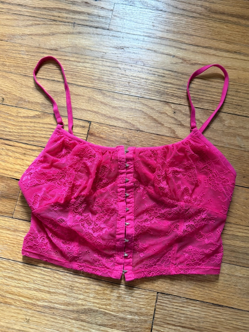 Garage Hot Pink Lace Bralette with Front Hooks